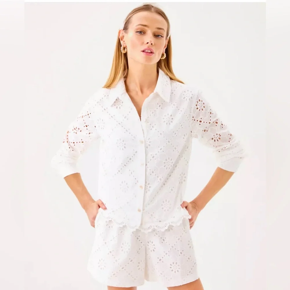 Lilly Pulitzer Singrid Eyelet Top - Picture 1 of 8